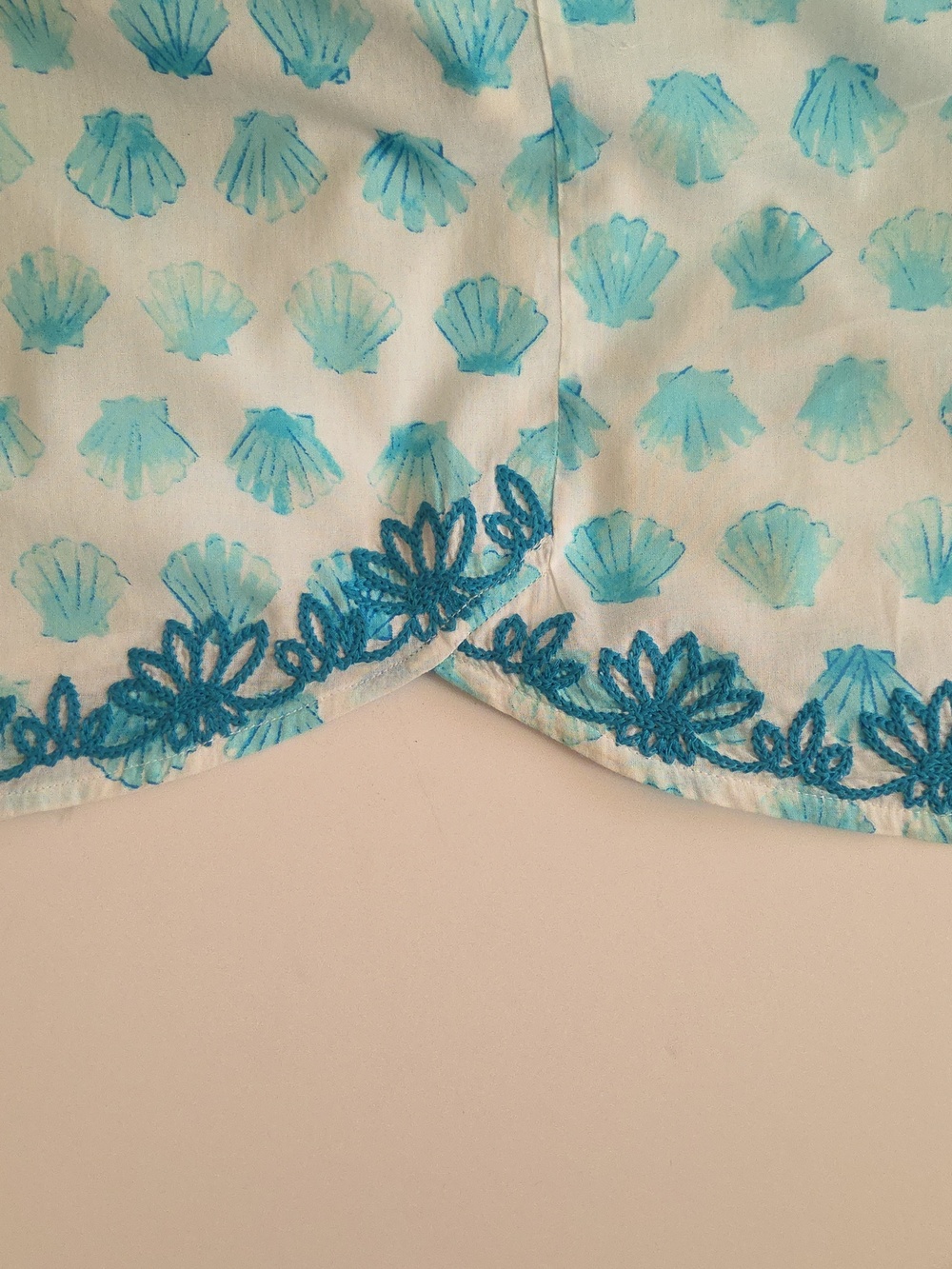Tori Richard Cotton Embroidered Blue Shell Dress, Size XL - Picture 8 of 10